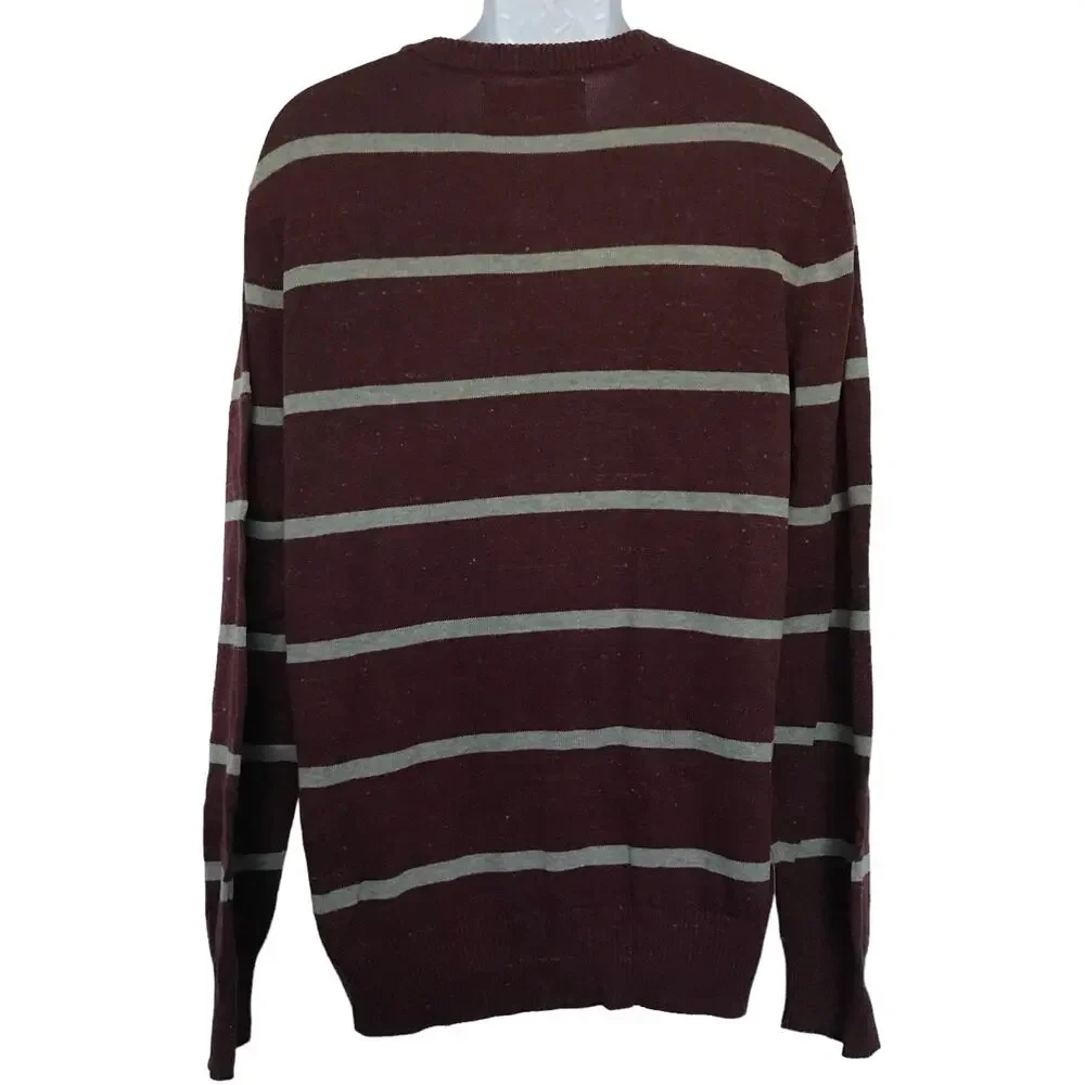 NEW Urban Pipeline Red Gray Striped Long Sleeve Crewneck Sweater XL
